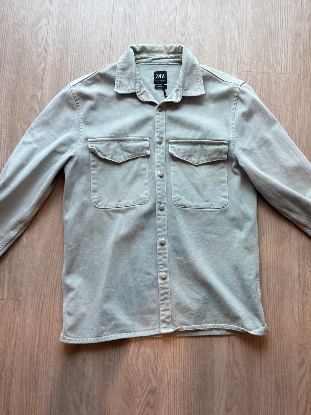 Light green Button-Up Utility Shirt Jacket
